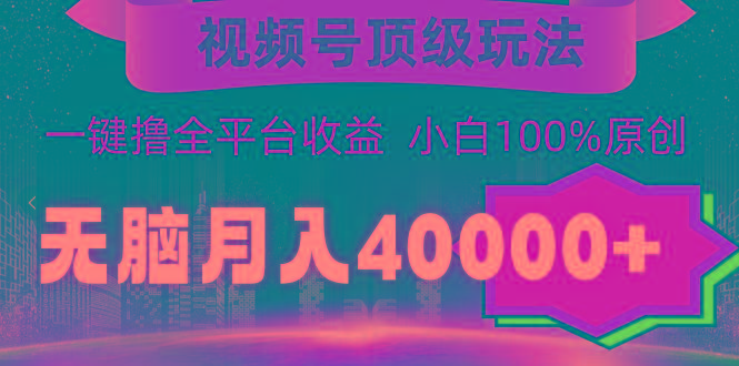 (9281期)视频号顶级玩法，无脑月入40000+，一键撸全平台收益，纯小白也能100%原创-彼飞网创