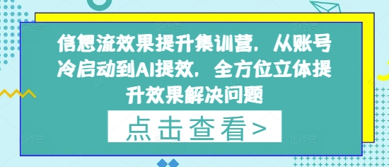 信息流效果提升集训营，从账号冷启动到AI提效，全方位立体提升效果解决问题-彼飞网创