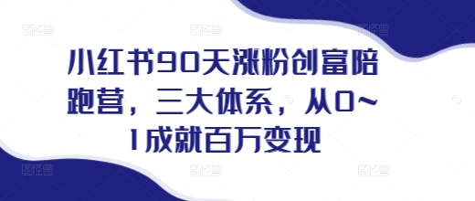 小红书90天涨粉创富陪跑营，​三大体系，从0~1成就百万变现，做小红书的最后一站-彼飞网创
