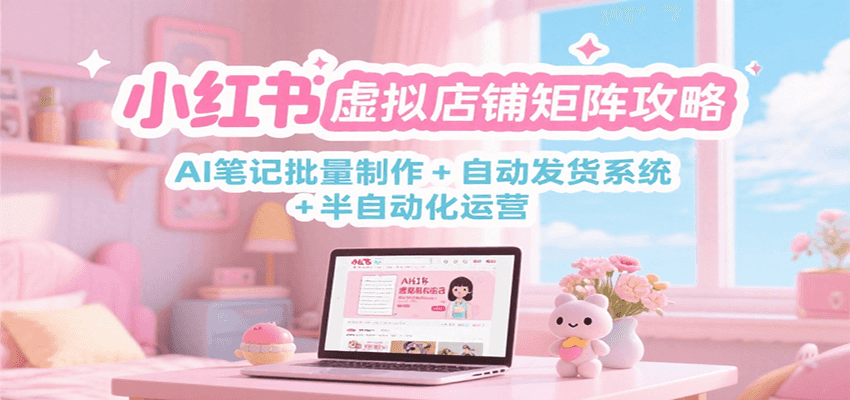 小红书虚拟店铺矩阵攻略：AI笔记批量制作 + 自动发货系统 + 半自动化运营-彼飞网创