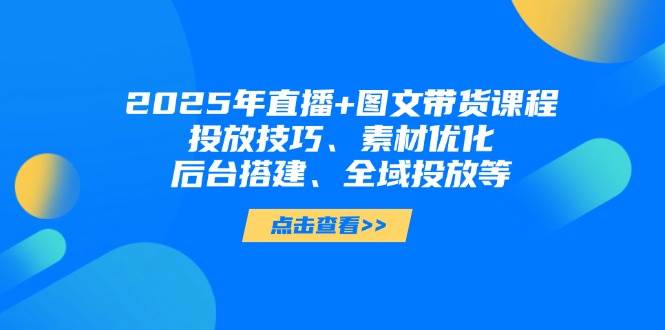 2025年短视频图文带货+直播带货：投放技巧、素材优化、后台搭建、全域投放等-彼飞网创