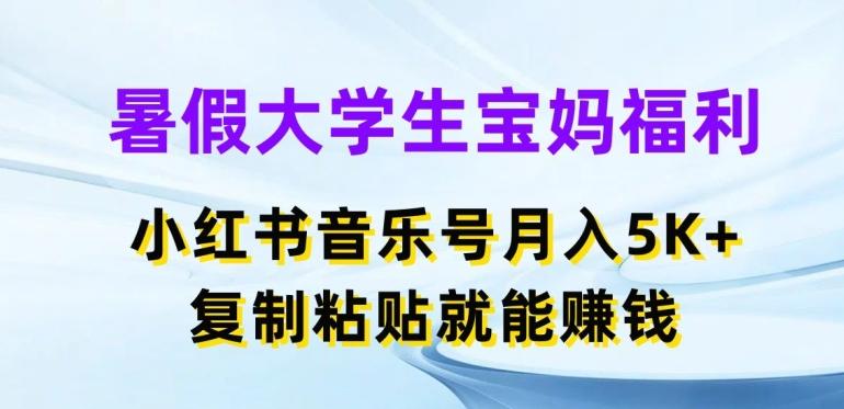 暑假大学生宝妈福利，小红书音乐号月入5000+，复制粘贴就能赚钱【揭秘】-彼飞网创