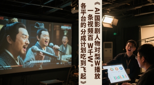 AI三国影视剧人物对口型唱歌玩法，一条视频百W千W播放，各平台的分成计划吃到飞起-彼飞网创