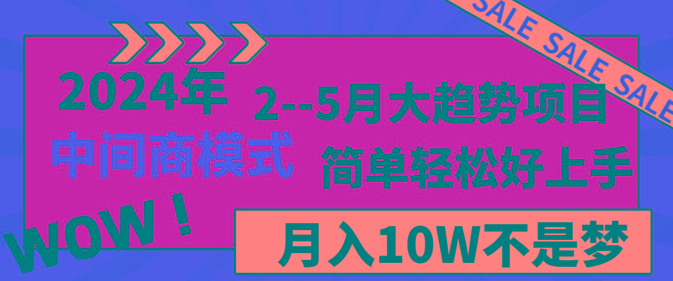 2024年2-5月大趋势项目，利用中间商模式，简单轻松好上手，月入10W不是梦-彼飞网创