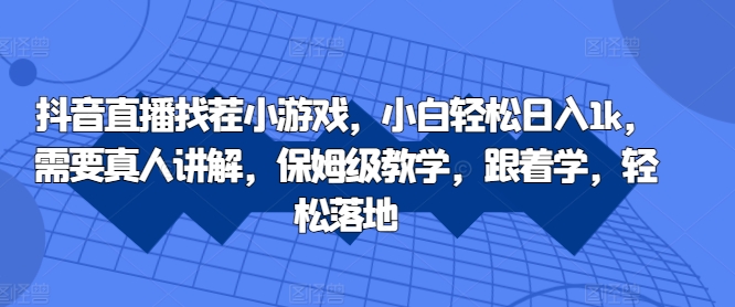 抖音直播找茬小游戏，小白轻松日入1k，需要真人讲解，保姆级教学，跟着学，轻松落地【揭秘】-彼飞网创