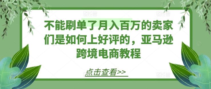 不能刷单了月入百万的卖家们是如何上好评的，亚马逊跨境电商教程-彼飞网创