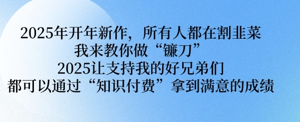 2025年开年新作，所有人都在割韭菜，我来教你做“镰刀” 2025让支持我的好兄弟们都可以通过“知识付费”拿到满意的成绩【揭秘】-彼飞网创