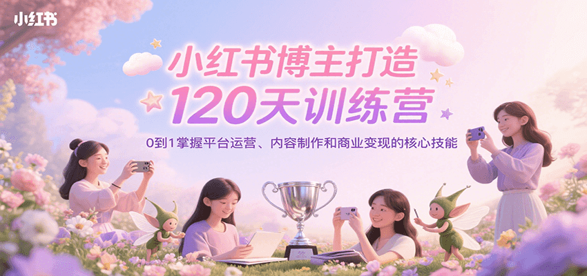 小红书博主打造120天训练营，0到1掌握平台运营、内容制作和商业变现-彼飞网创