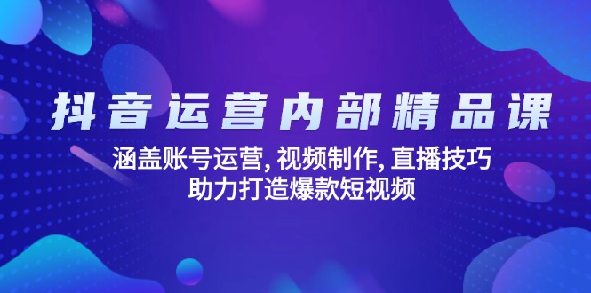 抖音运营内部精品课：涵盖账号运营, 视频制作, 直播技巧, 助力打造爆款…-彼飞网创