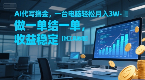 AI代写撸金，一台电脑轻松月入1-3W，做一单结一单，收益稳定【附工具教程】-彼飞网创