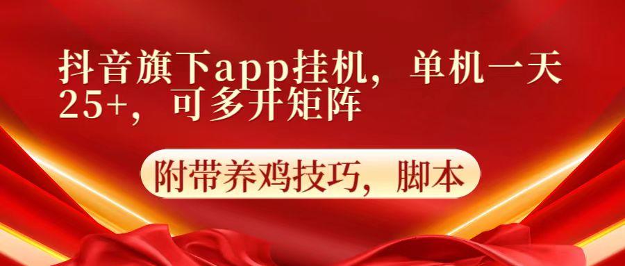 抖音旗下app自动挂机，单机一天收益25+，可多开矩阵-彼飞网创