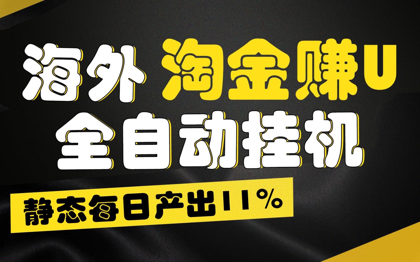 海外淘金赚U，全自动挂机，静态每日产出11%，拉新收益无上限，轻松日入1万+-彼飞网创