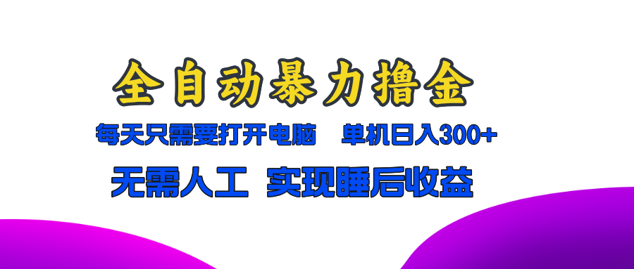 全自动暴力撸金，只需要打开电脑，单机日入300+无需人工，实现睡后收益-彼飞网创