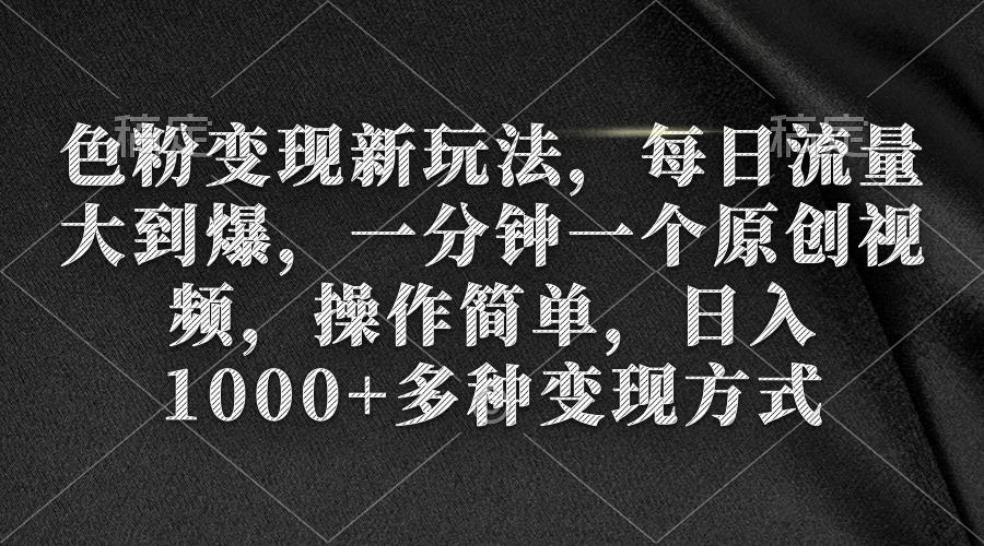 (9282期)色粉变现新玩法，每日流量大到爆，一分钟一个原创视频，操作简单，日入1…-彼飞网创