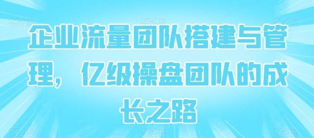 企业流量团队搭建与管理，亿级操盘团队的成长之路-彼飞网创