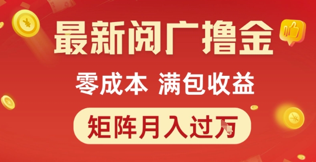 最新阅广撸金项目，零成本满包收益，可矩阵操作，月入过1W【揭秘】-彼飞网创