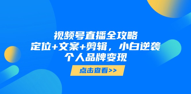视频号直播全攻略，定位+文案+剪辑，小白逆袭个人品牌变现-彼飞网创