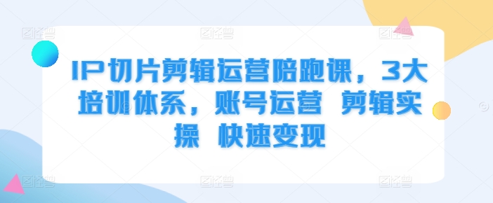 IP切片剪辑运营陪跑课，3大培训体系，账号运营 剪辑实操 快速变现-彼飞网创
