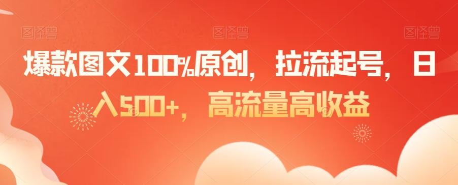 爆款图文100%原创，拉流起号，日入500+，高流量高收益【揭秘】-彼飞网创