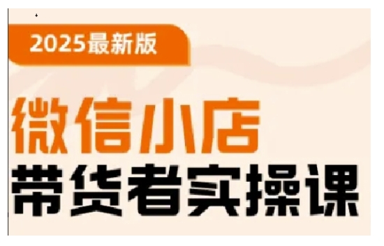 2025最新版微信小店带货者实操课，基础操作到高级运营技巧，快速上手-彼飞网创
