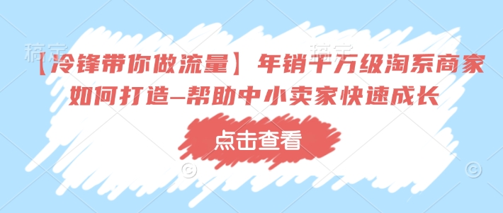 【冷锋带你做流量】年销千万级淘系商家如何打造–帮助中小卖家快速成长-彼飞网创