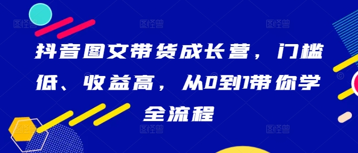 抖音图文带货成长营，门槛低、收益高，从0到1带你学全流程-彼飞网创