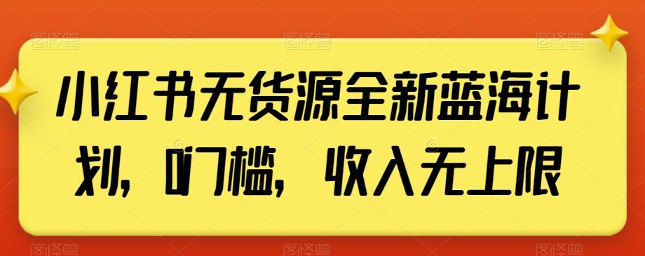 小红书无货源全新蓝海计划，0门槛，收入无上限【揭秘】-彼飞网创