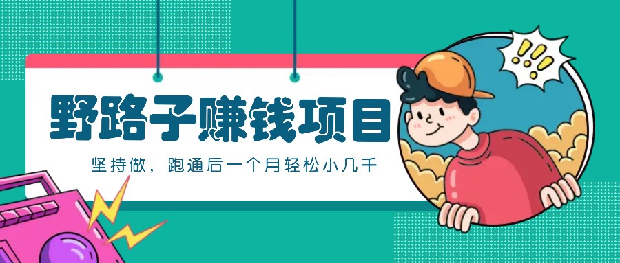 一个人就能操作的野路子赚钱项目，零成本零门槛坚持做，跑通后一个月小几千！-彼飞网创
