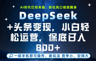 DeepSeek+头条变现，保姆级教学，小白轻松上手，日入8张+【揭秘】-彼飞网创