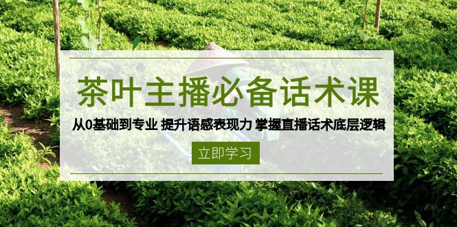茶叶 主播必备话术课 从0基础到专业 提升语感表现力 掌握直播话术底层逻辑-彼飞网创