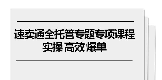 速卖通 全托管专题专项课程，实操 高效 爆单(11节课-彼飞网创
