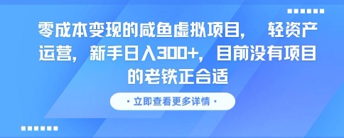 零成本变现的咸鱼虚拟项目， 轻资产运营，新手日入3张+，目前没有项目的老铁正合适-彼飞网创