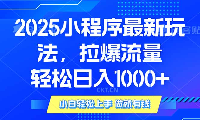2025年小程序最新玩法，流量直接拉爆，单日稳定变现1000+-彼飞网创