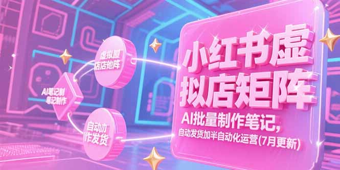 小红书虚拟店矩阵，AI批量制作笔记，自动发货加半自动化运营(7月更新-彼飞网创