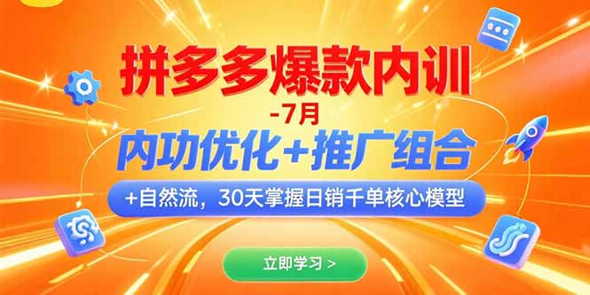 拼多多爆款内训-7月 内功优化+推广组合+自然流 30天掌握日销千单核心模型-彼飞网创