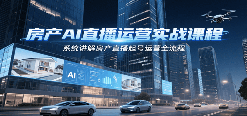 房产AI直播运营实战课程，系统讲解房产直播起号运营全流程-彼飞网创