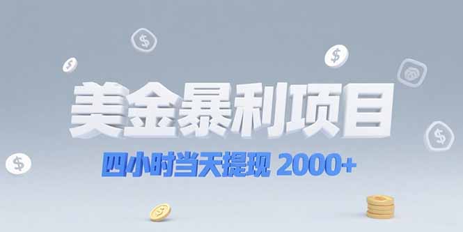 美金暴利项目，四小时当天提现 2000+机会留给会选赛道的人-彼飞网创