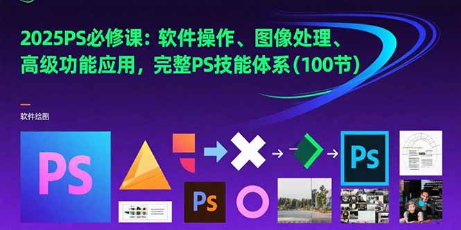 2025PS必修课：软件操作、图像处理、高级功能应用，完整PS技能体系(100节-彼飞网创