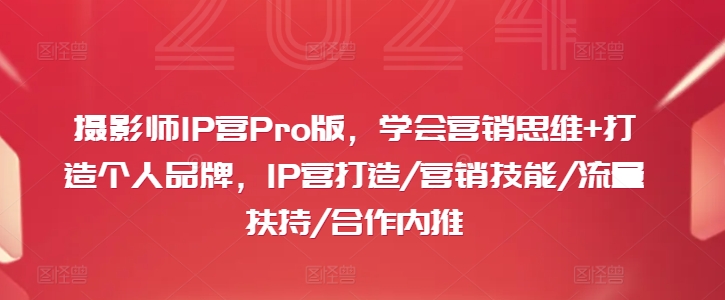 摄影师IP营Pro版，学会营销思维+打造个人品牌，IP营打造/营销技能/流量扶持/合作内推-彼飞网创
