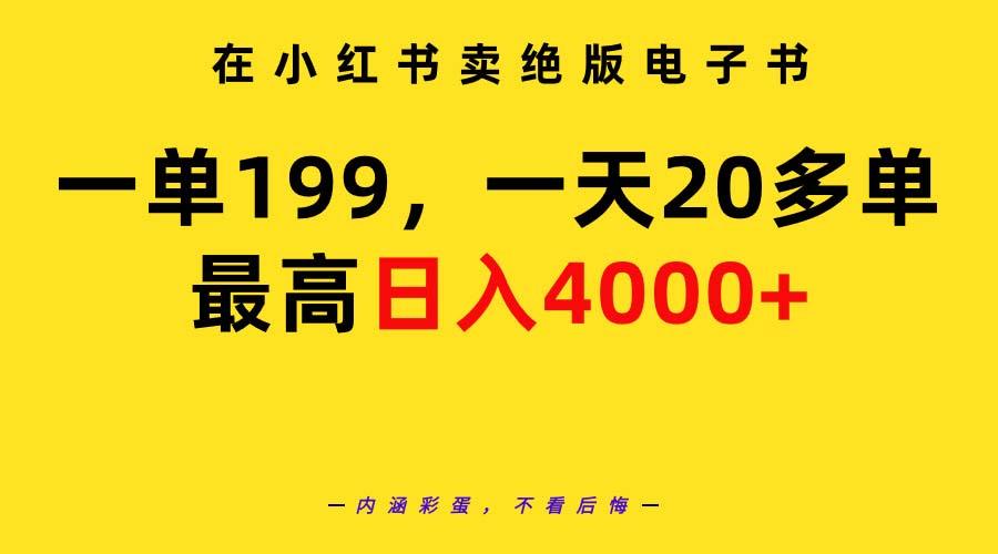 (9401期)在小红书卖绝版电子书，一单199 一天最多搞20多单，最高日入4000+教程+资料-彼飞网创