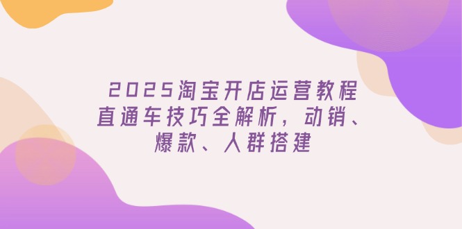 2025淘宝开店运营教程更新，直通车技巧全解析，动销、爆款、人群搭建-彼飞网创