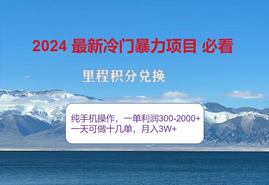 2024惊爆冷门暴利，里程积分最新玩法，高爆发期，一单300+—2000+-彼飞网创