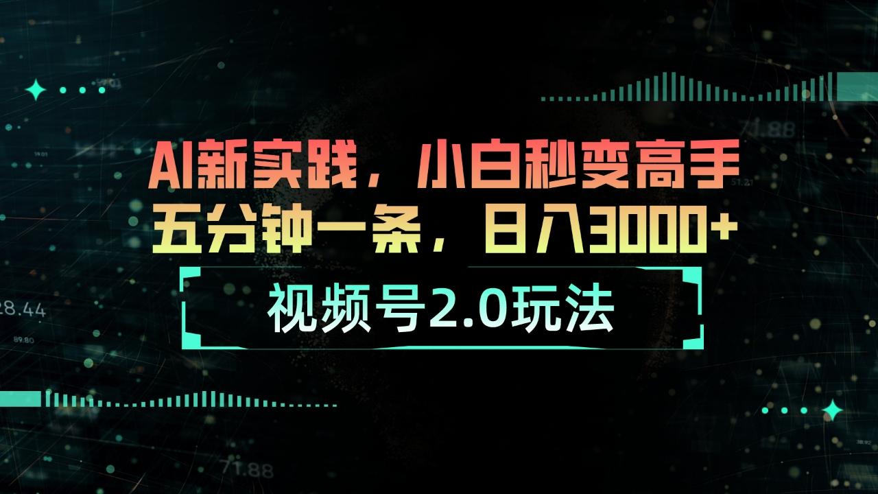 视频号2.0玩法 AI新实践，小白秒变高手五分钟一条，日入3000+-彼飞网创