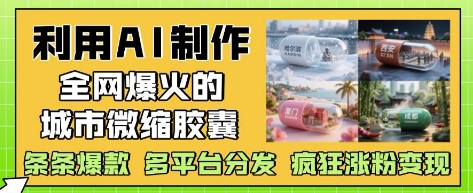 利用AI制作全网爆火的城市微缩胶囊，条条爆款， 多平台分发，疯狂涨粉变现-彼飞网创