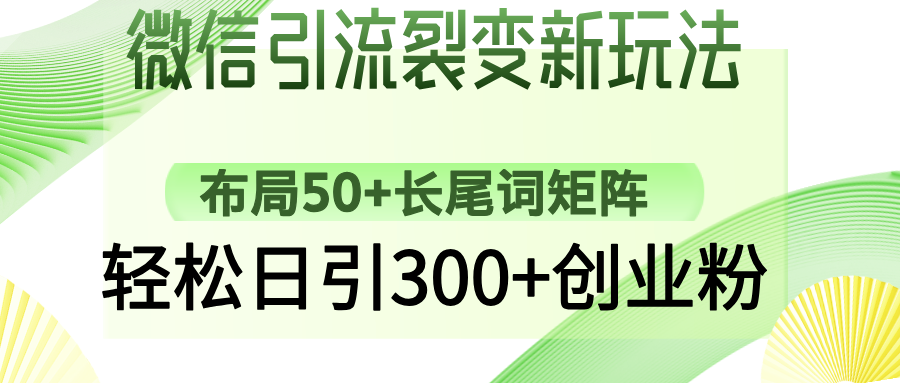 微信引流裂变新玩法：布局50+长尾词矩阵，轻松日引300+创业粉-彼飞网创