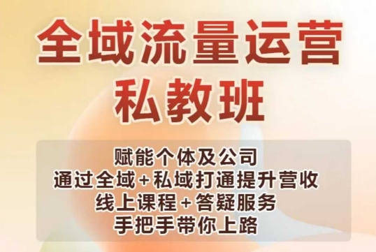 全域流量运营操盘课，赋能个体及公司通过全域+私域打通提升营收-彼飞网创