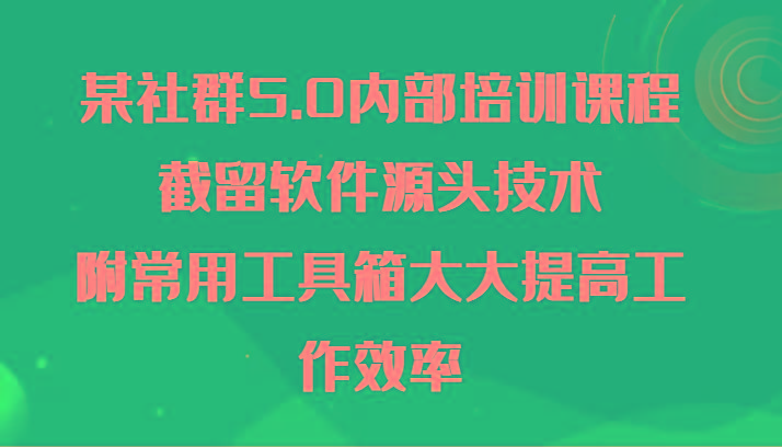 某社群5.0内部培训课程，截留软件源头技术，附常用工具箱大大提高工作效率-彼飞网创