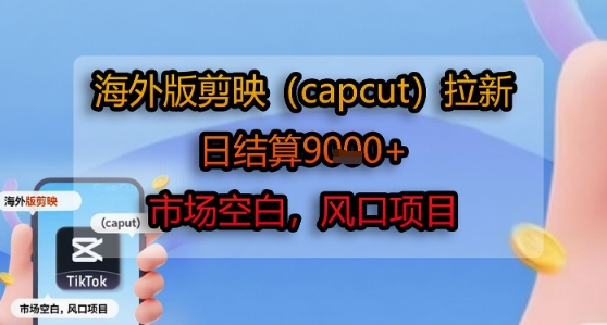 海外版剪映(capcut)拉新，日结算1k+，市场空白，风口项目-彼飞网创