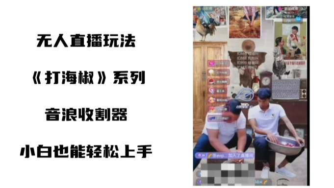 打海椒无人直播整蛊项目，小白轻松上手撸音浪收割器-彼飞网创