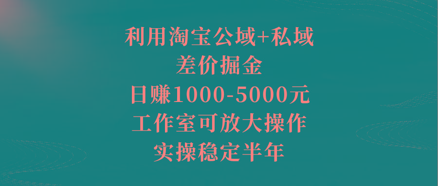 利用淘宝公域+私域差价掘金，日赚1000-5000元，工作室可放大操作，实操…-彼飞网创